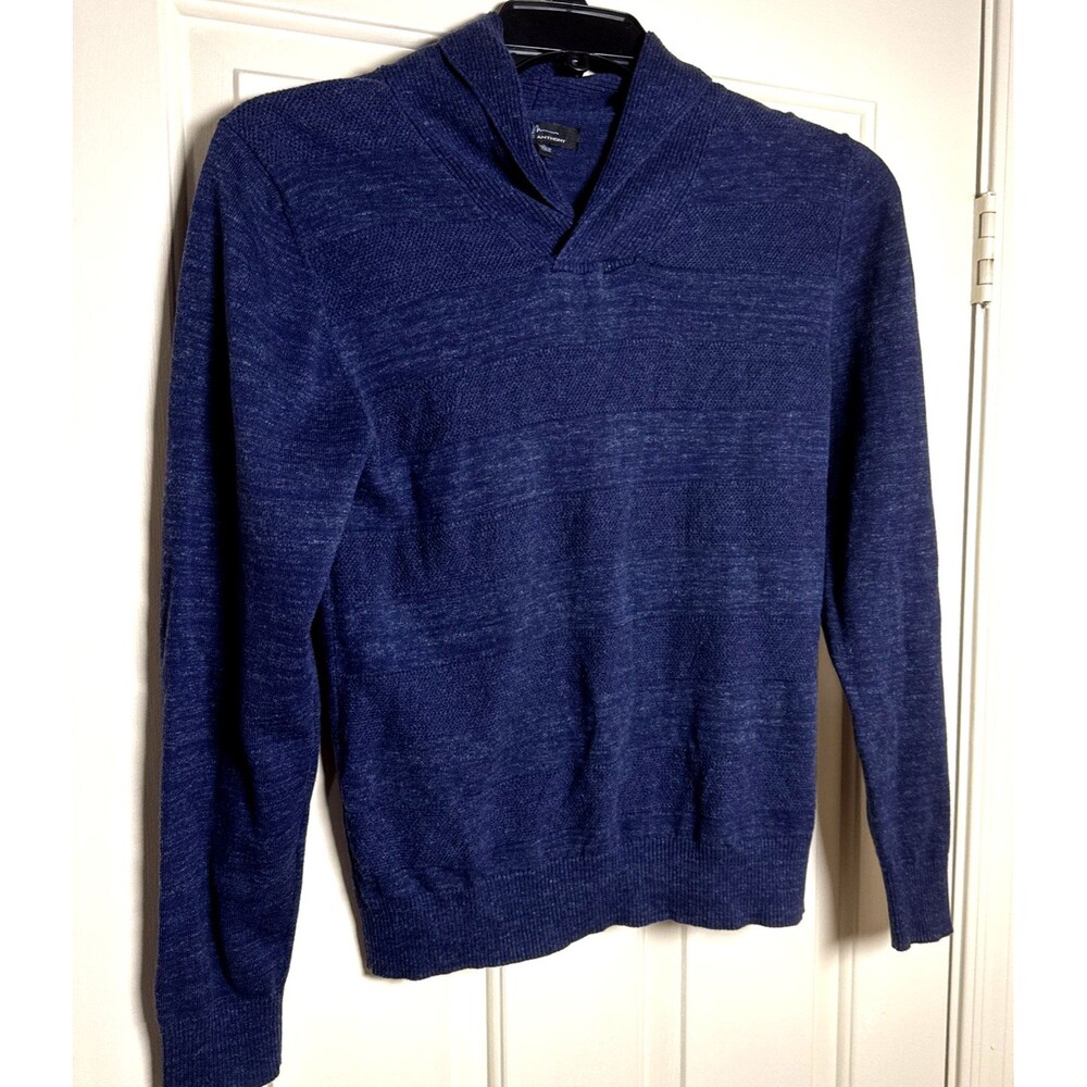 Marc Anthony Shawl Collar Cable Knit 100% Cotton Sweater Dark Blue Men's Size S